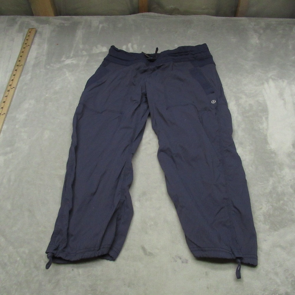 Lululemon Pants Women 6 Blue Striped Dance Studio Crop Light Drawstring 27x20
